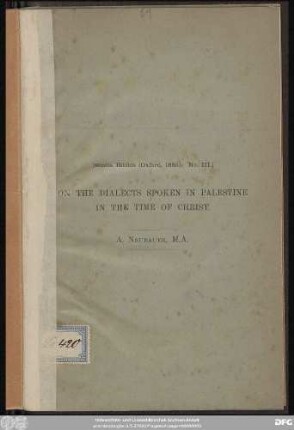 On the dialects spoken in Palestine in the time of Christ