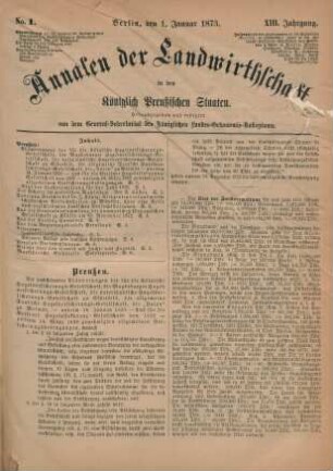 No. 1. Berlin, den 1. Januar 1873. XIII. Jahrgang.