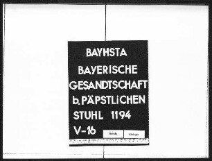Schriftwechsel mit Sigismund Graf von Spreti