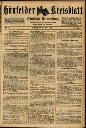 Ausgabe vom Dienstag, den 15. Mai 1923.