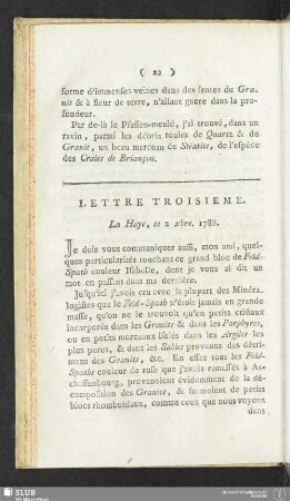 Lettre Troisieme. La Haye, ce 2 xbre. 1788