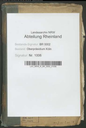 Domänen Veräußerungen, Generalia Bd. 1