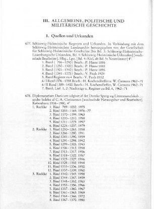 III. Allgemeine, politische und militärische Geschichte