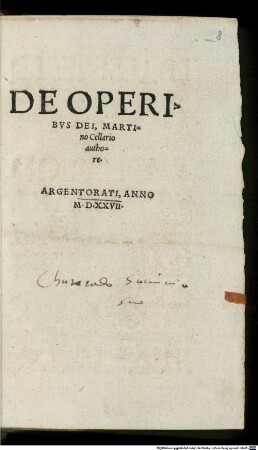 De Operibus Dei