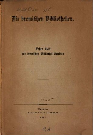 Die bremischen Bibliotheken, 1