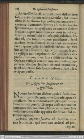 Caput VIII. De Appetitu Sensitivo & Affectibus