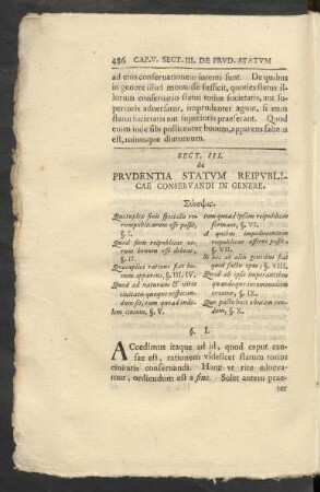 Sect. III. de Prudentia Statum Reipublicae Conservandi In Genere.