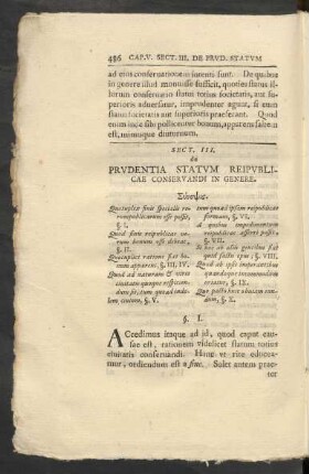 Sect. III. de Prudentia Statum Reipublicae Conservandi In Genere.