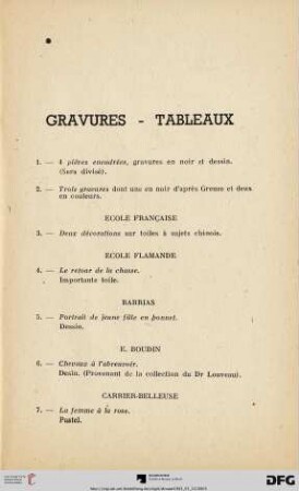 Gravures - Tableaux (Nr. 1-17)