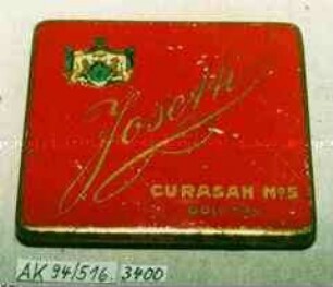 Blechdose für 10 Stück Zigaretten "Josetti CURASAN No. 5 GOLD TIPS"