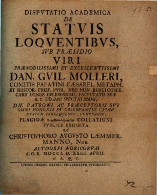 Disp. acad. de statuis loquentibus