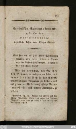 37ste Lection. (17te Fortsetzung.) Christliche Lehre vom Sohne Gottes.