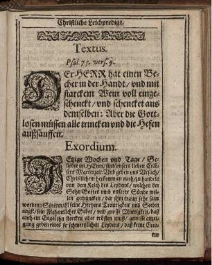 Christliche Leichpredigt. Textus. Psal. 75. vers. 9.