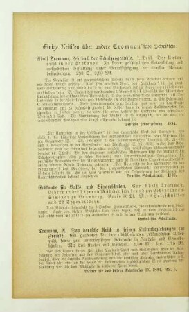 Einige Kritiken über andere Tromnau'sche Schriften