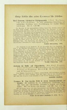 Einige Kritiken über andere Tromnau'sche Schriften