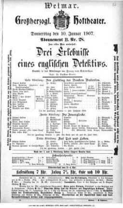 Drei Erlebnisse eines englischen Detektivs