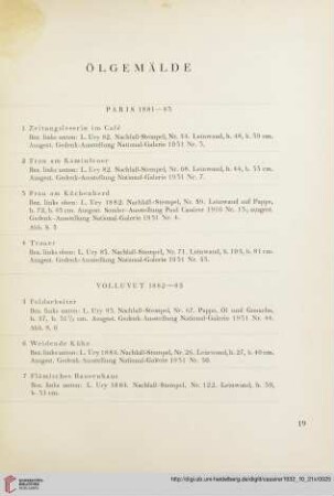 Ölgemälde (Nr. 1-129) mit Tafeln