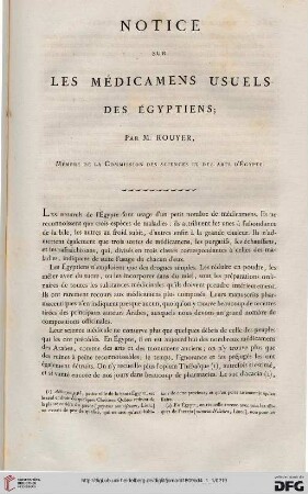Notice sur les médicamens usuels des Égyptiens