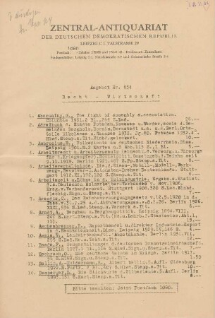 Nr. 654: Recht - Wirtschaft