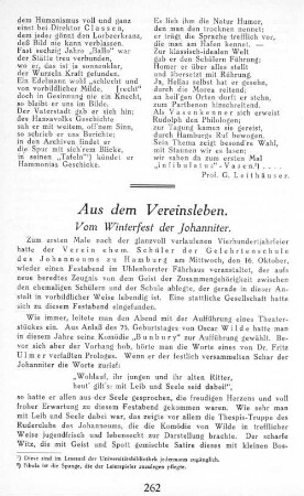 Aus dem Vereinsleben.