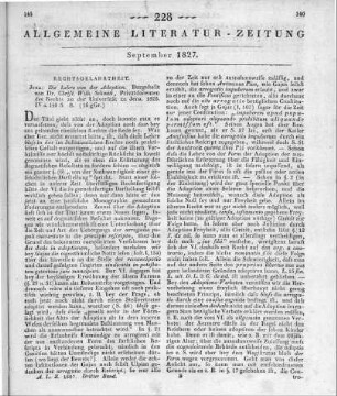 Schmitt, C. W.: Die Lehre von der Adoption. Jena: Mauke 1825