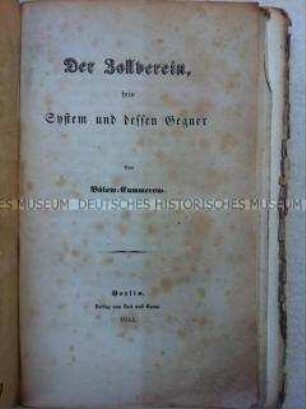 Broschüre über den Deutschen Zollverein