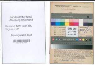 Entnazifizierung Kurt Baumgaertel , geb. 15.04.1899 ()