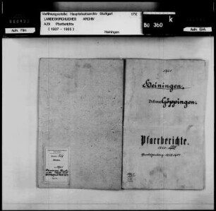 Heiningen: Pfarrberichte und Pfarrbeschreibungen