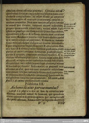 Problema III. An homo dicatur parvus mundus?