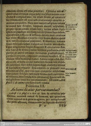 Problema III. An homo dicatur parvus mundus?