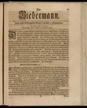 Zwey und siebenzigstes Blatt 1728 den 20 September