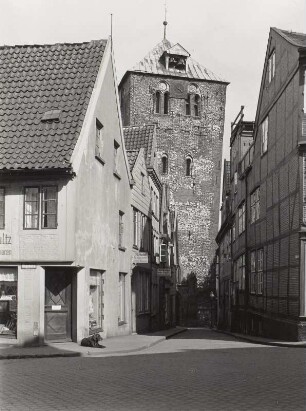 Stade, Evangelische Kirche Sankt Wilhadi von Westen vom Hagedorn