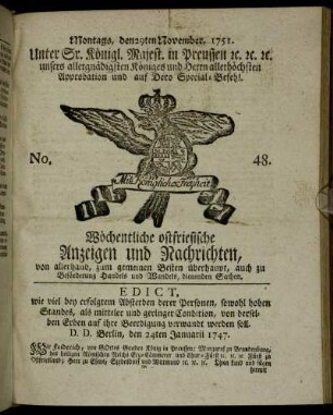 No. 48. Montags, den 29ten November, 1751.