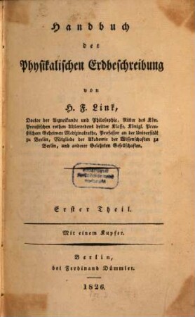 Handbuch der physikalischen Erdbeschreibung, 1