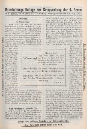 1917: Kriegszeitung der 9. Armee