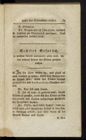 Sechstes Gespräch, ...