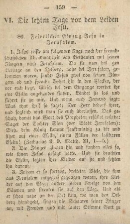 VI. Die letzten Tage vor dem Leiden Jesu.