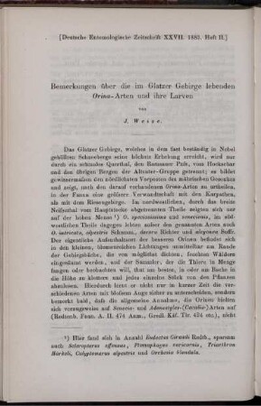 Bemerkungen über die im Glatzer Gebirge lebenden Orina-Arten und ihre Larven
