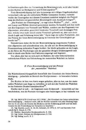 II. Freie Beweiswürdigung und das Prinzip der 'materiellen' Wahrheit