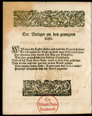 Der Verleger an den geneigten Leser.