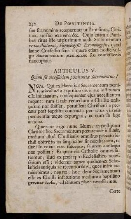 242-257, Articulus V. Quam sit necessarium poenitentiae Sacramentum?