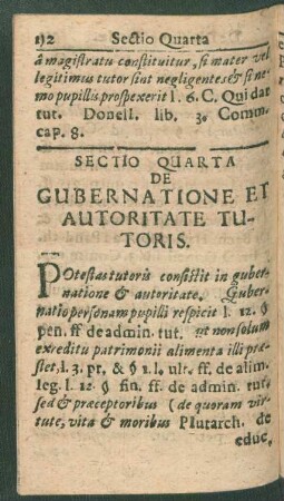 Sectio Quarta De Gubernatione Et Autoritate Tutoris.