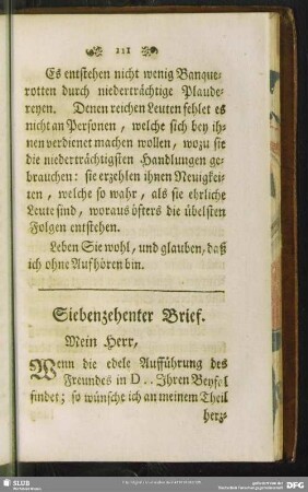 Siebenzehenter Brief. Mein Herr,