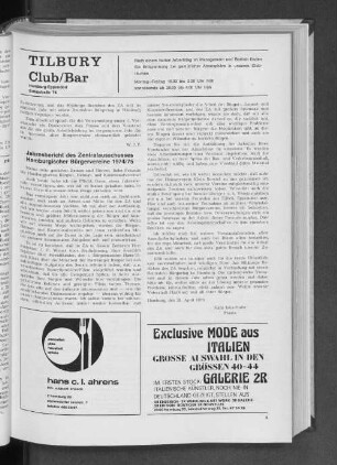 Jahresbericht des Zentralausschusses Hamburgischer Bürgervereine 1974/75