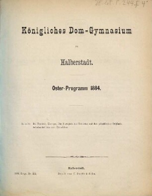 Oster-Programm. 1883/84