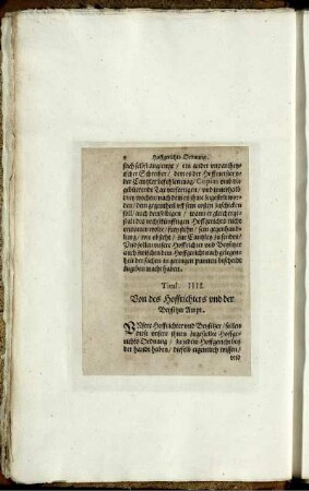 Titul. IIII. Von des Hoffrichters und der Beysitzer Ampt