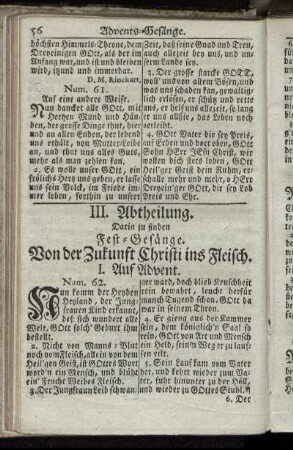 III. Abtheilung, darin zu finden Fest-Gesänge.