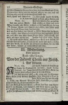 III. Abtheilung, darin zu finden Fest-Gesänge.