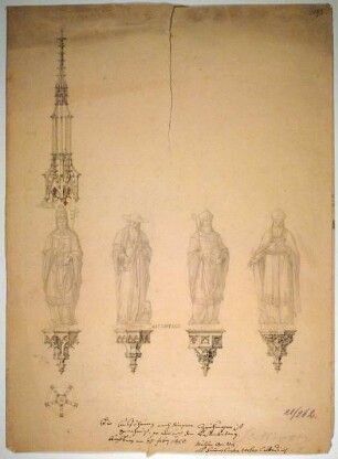 Entwurfszeichnung für Figuren von vier Kirchenvätern