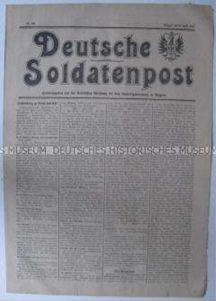 Tageszeitung für die deutschen Truppen im besetzten Belgien "Deutsche Soldatenpost"